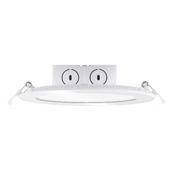 Bulbrite LED 6" Round Flat Downlight Fixture with Jbox, 65W Equivalent, 2700K/Warm White, White Finish, 2PK 861561